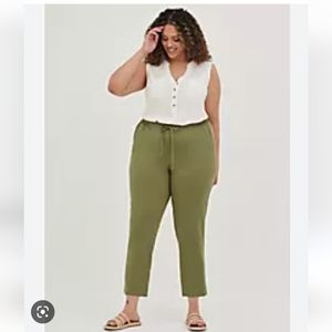 Olive green tapered pants
